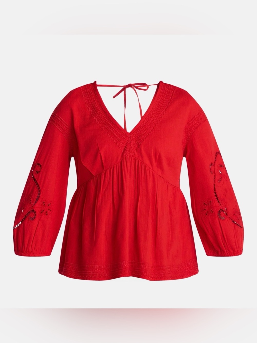 Time and Tru Red Embroidered Boho Peasant Blouse Women’s XXL NWT